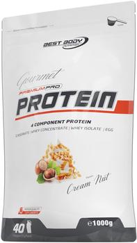 Best Body Nutrition Gourmet Premium Pro Protein, Cream Nut, 4 Komponenten Protein Shake: Caseinat, Whey Konzentrat, Whey Isolat, Eiprotein, 1 kg Zipp Beutel