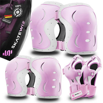 Skatewiz Impact Protektoren-Set f&uuml;r Kinder rosa/wei&szlig;