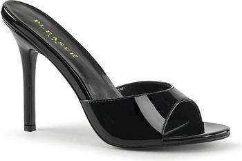 Pleaser Pleaser High-Heels Peep Toe Pantoletten schwarz lack CLASSIQUE-01
