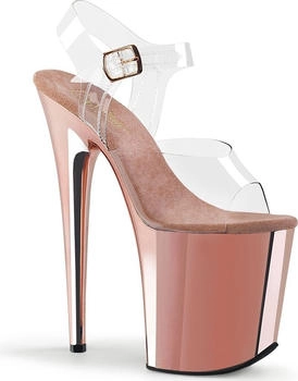 Pleaser Pleaser High-Heels Plateau Sandaletten transparent rosegold FLAMINGO-808