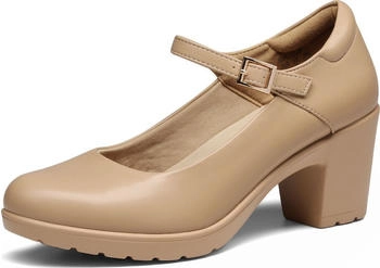 Dream Pairs Mary Janes Pumps Chunky High Heel Nackt