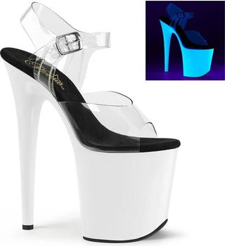 Pleaser FLAMINGO-808UV Sandale transparent weiß