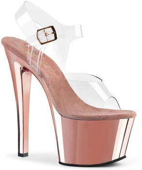 Pleaser Plateausandaletten transparent creme Lederinnensohle