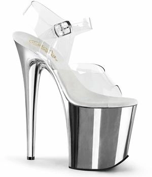 Pleaser Pleaser High-Heels Plateausandaletten FLAMINGO-808 transparent silber-chrom