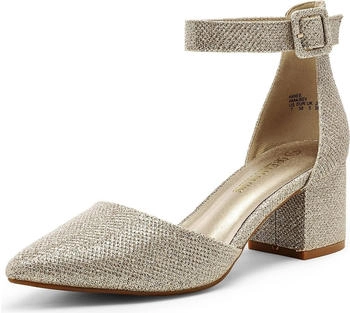 Dream Pairs Spangenpumps Tanzschuhe Sandaletten Gold Glitzer ANNEE