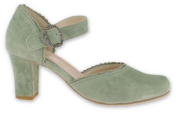 Hirschkogel Trachtenpumps Sophia salbei Veloursleder Blockabsatz Flamenco
