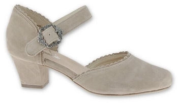 Hirschkogel Pumps Veloursleder taupe Riemchen Trichterabsatz 5cm Lederfußbett