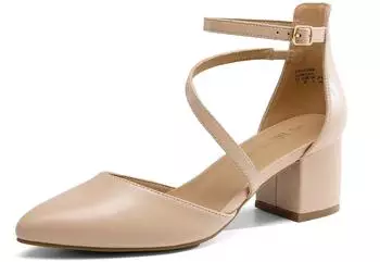 Dream Pairs Pumps with closed, pointed toe area and low block heel, ankle strap (SDPU2354W) nackt-pu