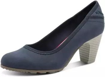 s.Oliver Pumps in Leather Look with Logo Embossing blau
