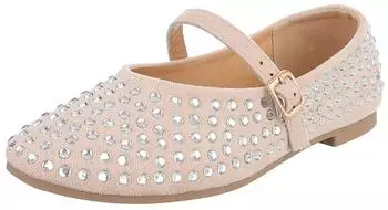 Ital Design Mary Janes with Rhinestones and Ankle Strap 5971 beige