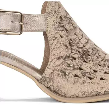Maciejka Elegant Pumps in Natural, Velvet and Nubuck Leather with Golden Buckle honig