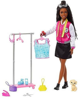 Barbie Brooklyn stylist doll with 14 accessories, wardrobe and puppy (HNK96)