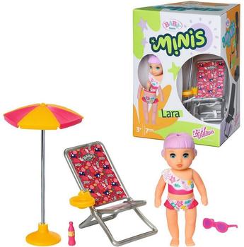 Zapf Creation BABY born Minis-Set mit Liegestuhl, Sonnenschirm und Puppe