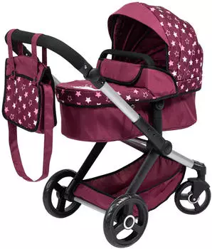 Bayer Design Kombi-Puppenwagen Xeo mit Tasche bordeaux/rosa
