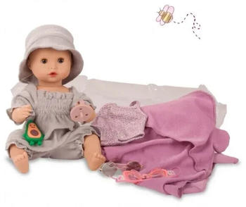 Götz Sleepy Aquini Mädchen Avocado 33 cm, Babypuppe ohne Haare mit braunen Schlafaugen