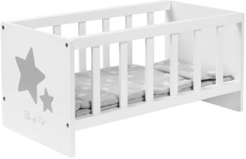 Ella & Piet Puppenbett Sleepy mit Sternchen aus Holz weiß-grau