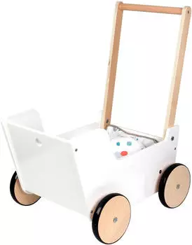 Small Foot Design Holz-Puppenwagen Little Button Wei&szlig;