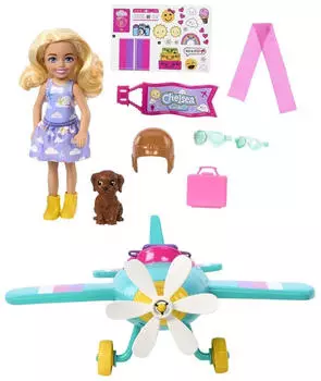 Barbie Pilotenpuppe Chelsea und Flugzeug – Vielseitiges Spielset für kreatives Spielen