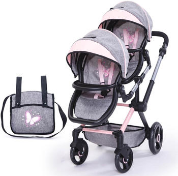 Bayer Design Zwillingspuppenwagen Xeo Twin grau/rosa