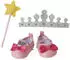 Heless Set Prinzessin Lillifee 3tlg,, Puppenschuhe Krone Zauberstab 30-34 cm
