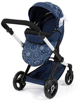 Bayer Design Kombi-Puppenwagen Xeo mit Tasche blau Schleife – Vielseitiger Spielspaß durch cleveres Kombi-System