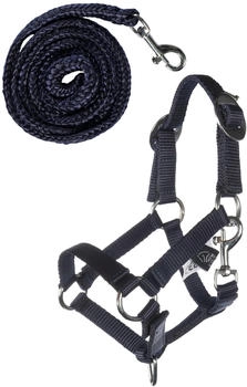 HKM Steckenpferd-Halfterset Basic mit Strick dunkelblau