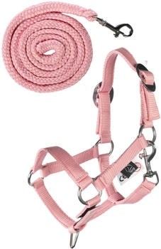 HKM Steckenpferd-Halfterset Basic mit Strick rosa