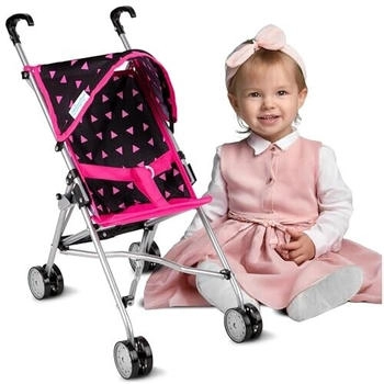 Kinderplay Puppenbuggy schwarz/pink