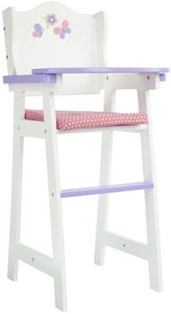 Teamson Kids Olivia's Little World Little Princess Wooden High Chair with Fixed Tray and Pink Polka Dot Cushion White and Purple