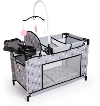 Bayer Design Bayer Puppenbett Multibett, mit integriertem Hochstuhl, Wickelablage und Mobile, Sternchen grau