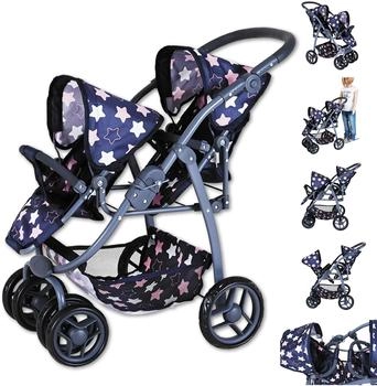 Knorrtoys Puppen-Zwillingsbuggy Milo, star blue pink