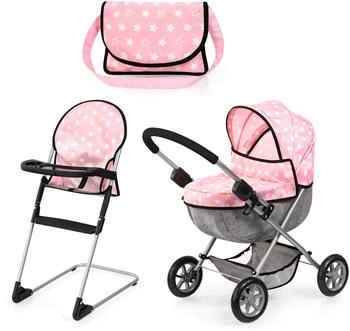 Bayer Puppenwagen Cosy Set, rosa, mit Puppenhochstuhl und Wickeltasche