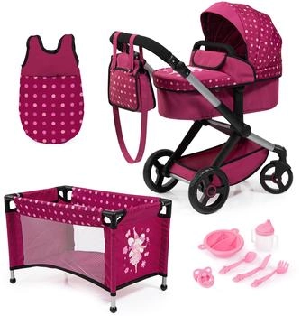 Bayer Design Kombi-Puppenwagen Xeo Mega Set, bordeauxrot mit Fee- f&uuml;r kleine Puppeneltern