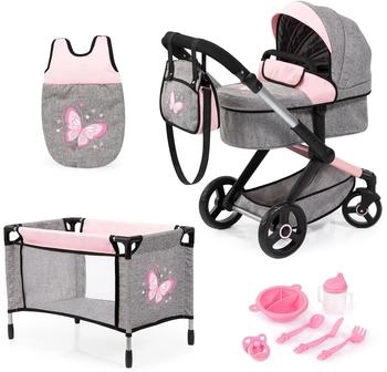Bayer Kombi-Puppenwagen Xeo Mega Set, Schmetterling für kleine Puppeneltern