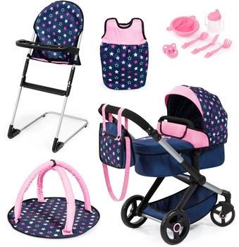 Bayer Design Kombi-Puppenwagen Xeo Deluxe Set, blau/rosa- f&uuml;r kleine Puppeneltern