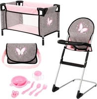 Bayer Puppenbett "Puppen-Reisebett-Set" inklusive Hochstuhl, Tasche, Teller,