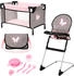 Bayer Puppenbett Puppen-Reisebett (Set, 9tlg), inklusive Hochstuhl, Tasche, Teller, Trinkbecher, Besteck u. Schnuller