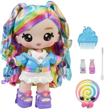 MGA Entertainment YUMMILAND Anziehpuppe Large Doll + Lip Gloss Pet- Rainbow (Skyler Rainbow Belt), duftend