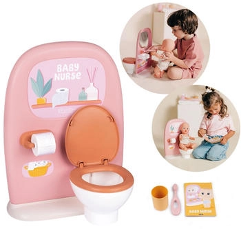 Smoby Baby Nurse Puppen-Badezimmer mit Toilette und Waschtisch (Rose)