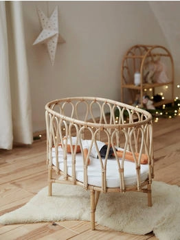 Vertbaudet Puppenbett aus Rattan MINI BOHO natur von
