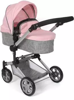 Bayer-Chic CHIC2000 Kombi-Puppenwagen Linus, mit schwenkbaren Vorderr&auml;dern, Melange grau-rosa