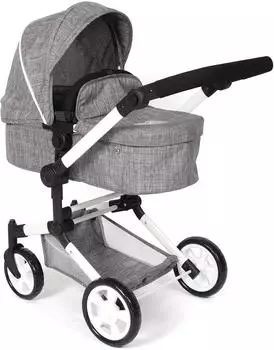 Bayer-Chic CHIC2000 Kombi-Puppenwagen Linus, mit schwenkbaren Vorderr&auml;dern, Jeans grau