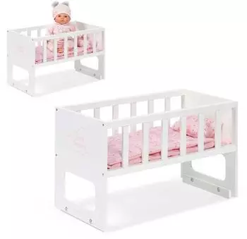 Ella & Piet Puppenbett STOCKY ONE Stapelbar (Weiß-Rosa)