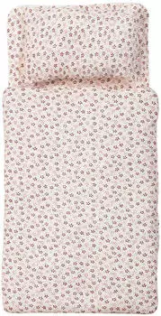 Pinolino ® Puppen Bettwäsche 3-tlg. Blümchen, für Puppenwagen und Puppenbetten, rosa