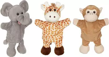 Goki Handpuppe Giraffe Affe & Elefant sortiert (50960)