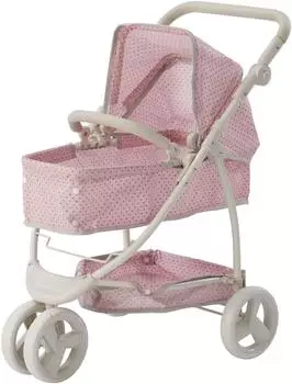 Teamson Kids Polka Dots Princess 2-in-1 Puppenwagen, rosa/grau (OL-00009)