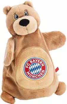 NICI FC Bayern M&uuml;nchen Handpuppe Berni 2in1 Schmusetuch, Pl&uuml;sch, braun, 26x25cm (63175)
