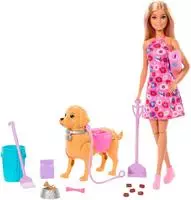 Barbie Anziehpuppe "Barbie Hundespaziergang Spielset" mit Puppe