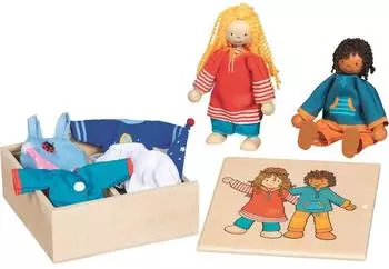 Goki Biegepuppen Fynja & Fabio, Klamottenkiste, 6 Outfits (51482)