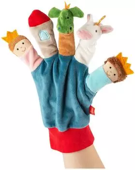 Sigikid Fingerpuppen-Handschuh Drache/Einhorn/Prinzessin/Turm, Einheitsgr&ouml;&szlig;e (43503)